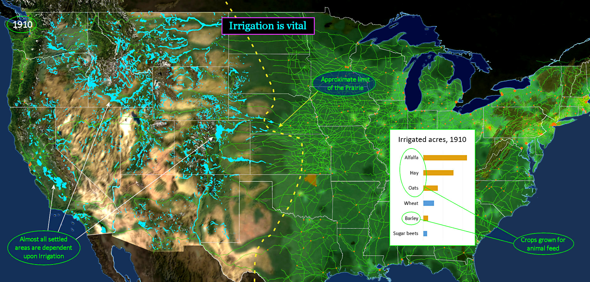 Western irrigation, 1910 map